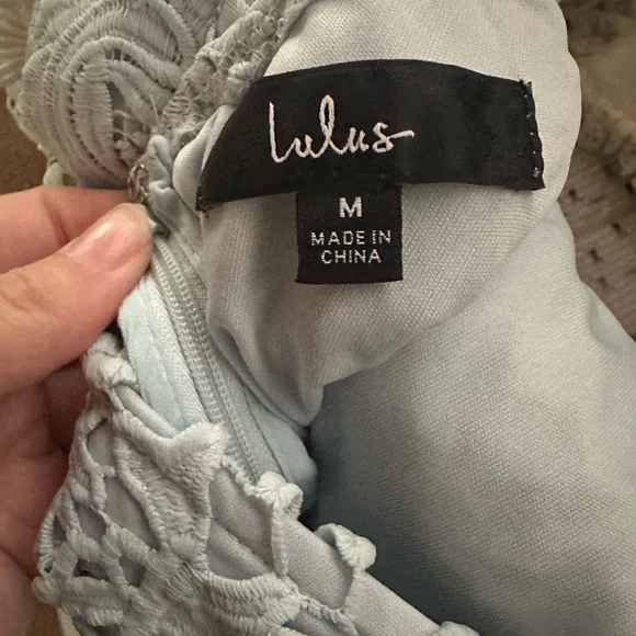 Lulu's Soft Blue Lace Mini Dress - Picture 2 of 11